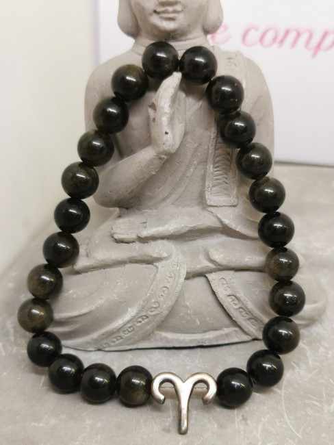 bracelet obsidienne dorée bélier