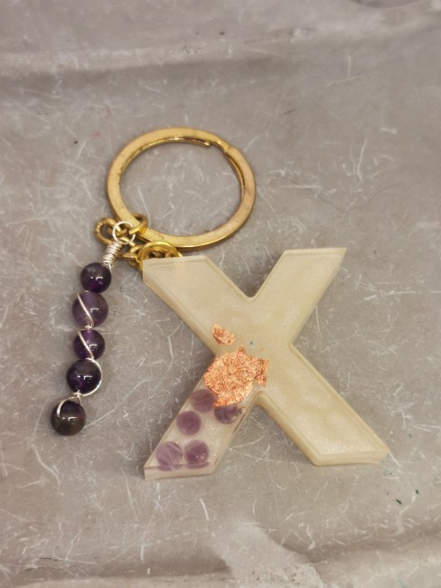 porte clé X pierre naturelle turquoise