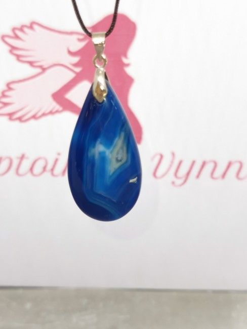 Collier pierre bleue collier agate teintée bleue