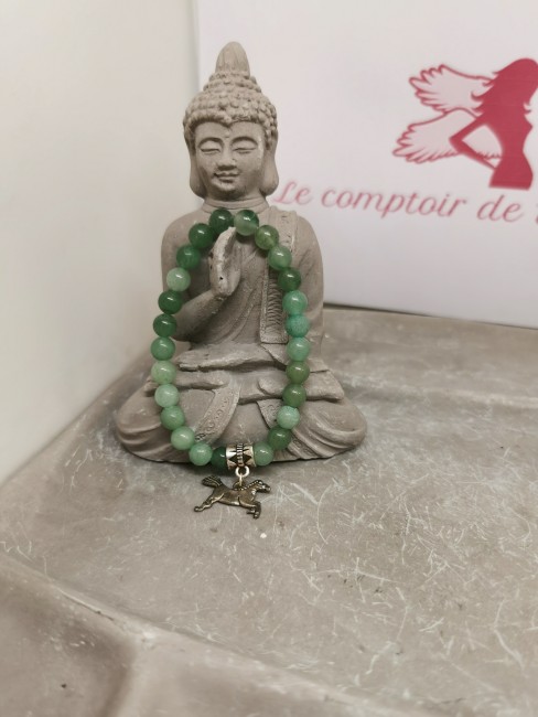 bracelet pierre aventurine verte enfant pendentif cheval