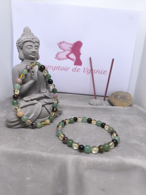 Bracelet diabète Tourmaline Aventurine Citrine – Bijou lithothérapie Vynnie