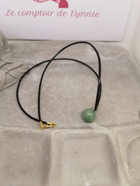 collier pierre verte ronde aventurine