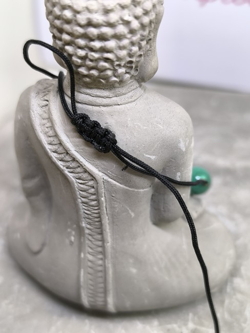 Bracelet cordon noir ajustable mixte. Bracelet pierres naturelles 8mm