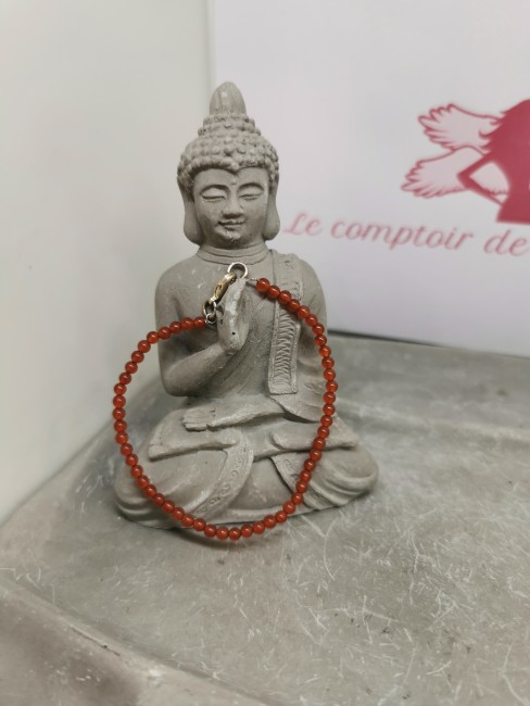 bracelet cornaline 3mm argent vieilli