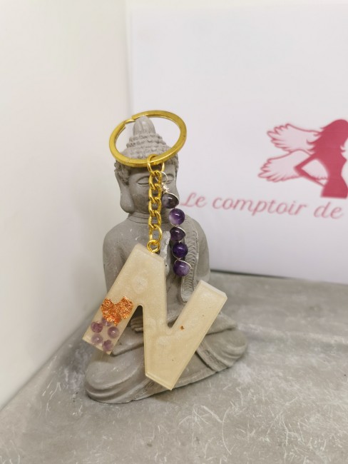 porte clé N pierre naturelle énergétique