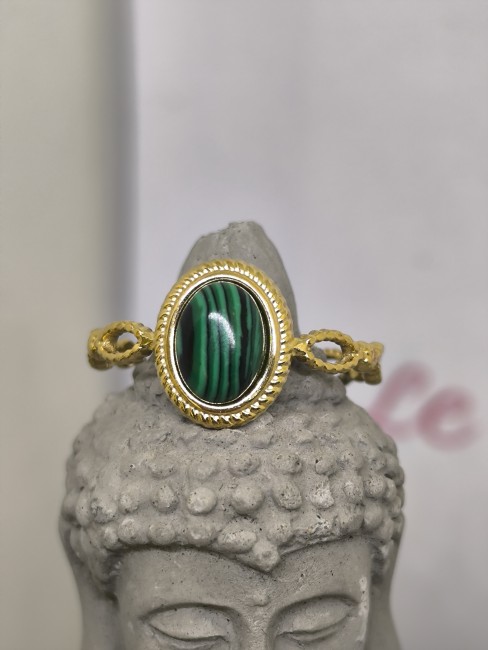 Bijou femme pierre verte style bohème bague ajustable pierre verte