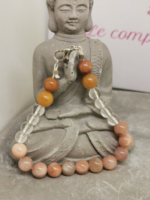 Bracelet pierre de lune rose bracelet pierre de lune rose cristal roche topaze