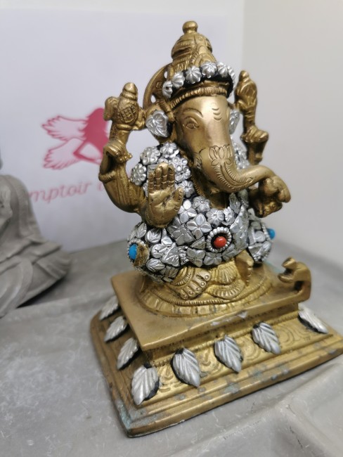 ganesh laiton peinture argentée perles