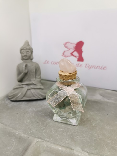 Fiole pierres naturelles fiole quartz rose amazonite cristal roche