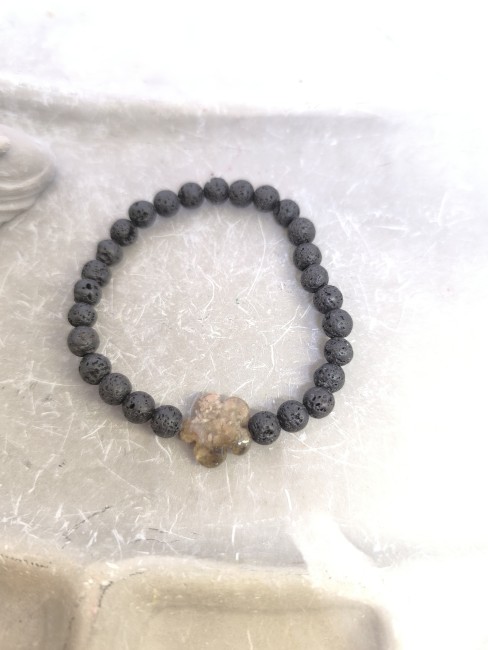 Bracelet ancrage pierre de lave naturelle