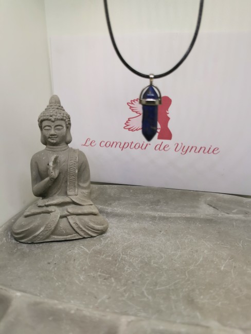 pendentif lapis lazuli pierre bleue prisme