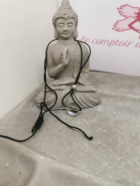 pendentif cristal de roche transparent rond