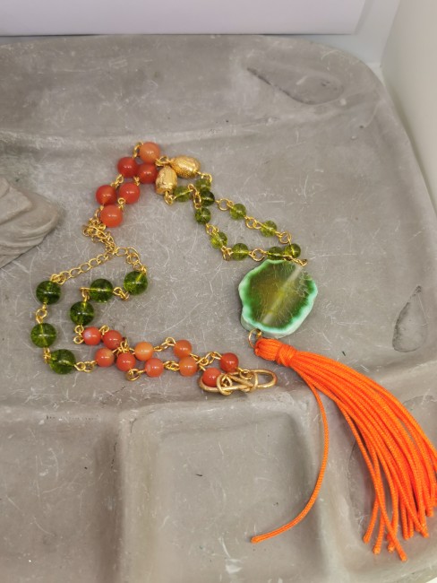 collier long pierres naturelles bouddha