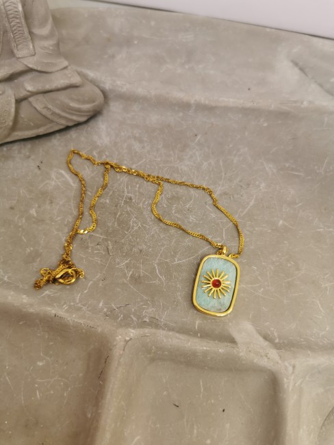 Pendentif aigue-marine naturelle 35 mm