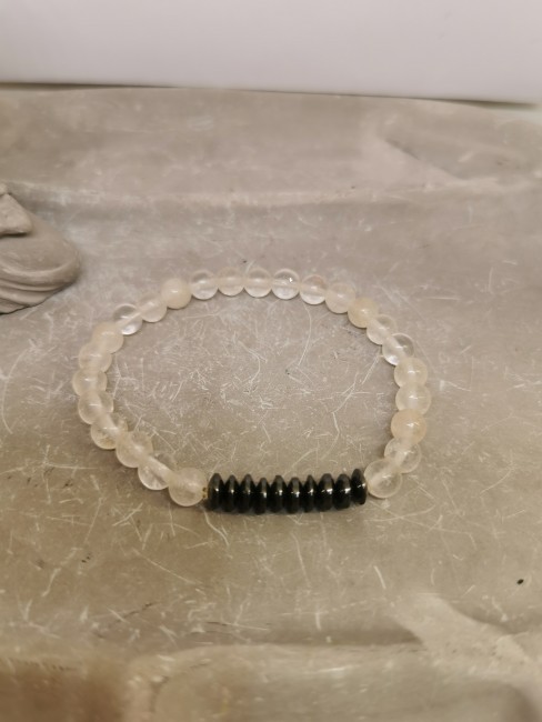 bracelet cristal de roche perles argent