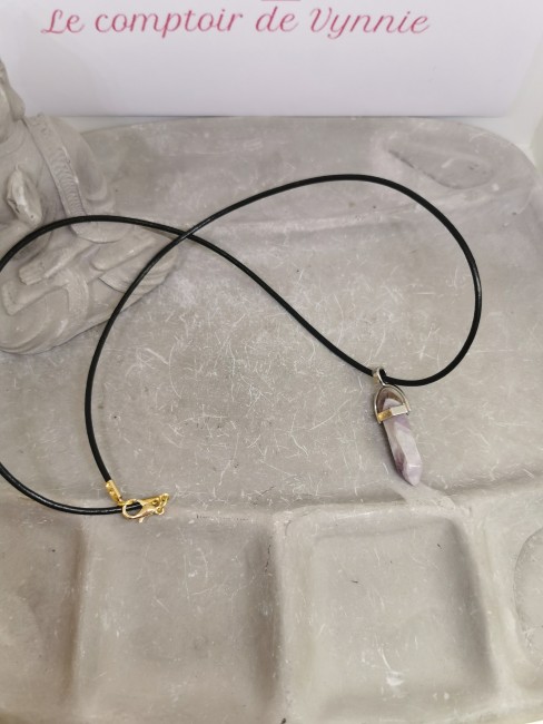 pendentif prisme violet pierre