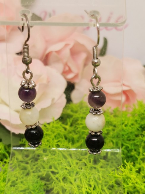 boucles améthyste amazonite obsidienne