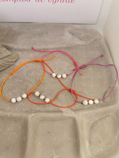 bracelet howlite rouge orange violet rose
