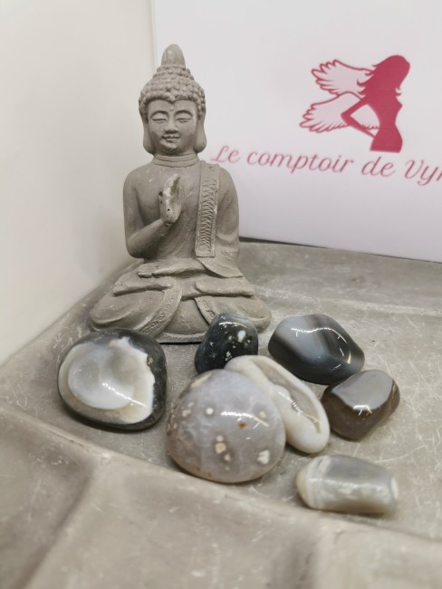 agate grise pierre polie