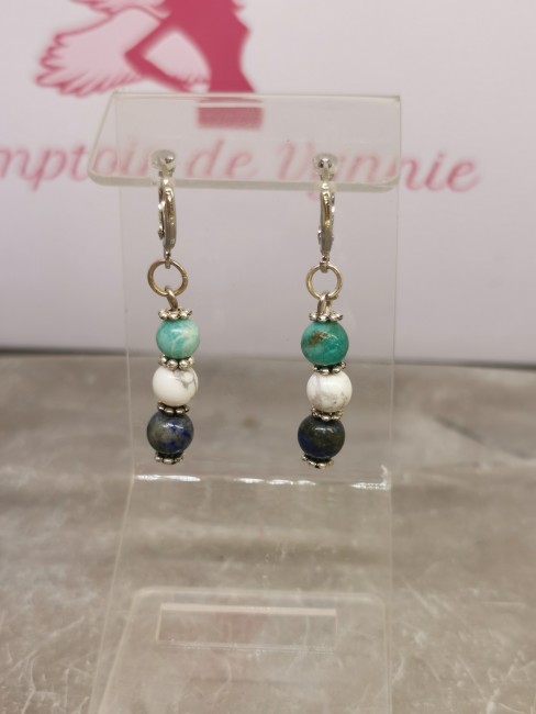 Boucles d’oreilles amazonite lapis lazuli howlite boucles oreilles amazonite lapis lazuli howlite