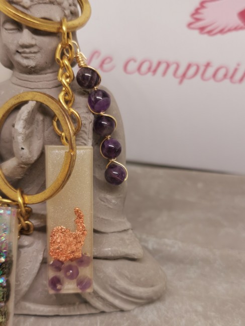 porte clé I doré paillettes