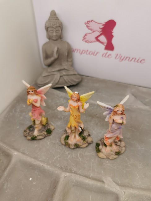 Figurine fée jaune énergie solaire Figurine fée rose décoration spirituelle
