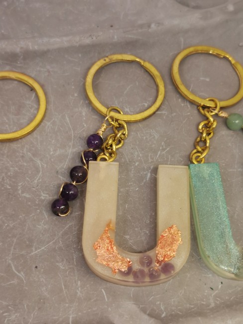 porte clé U aventurine verte