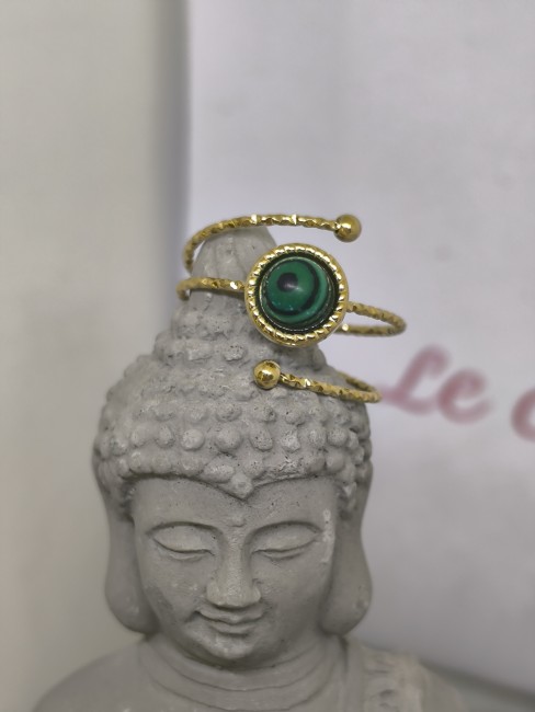 bague acier doré pierre décorative