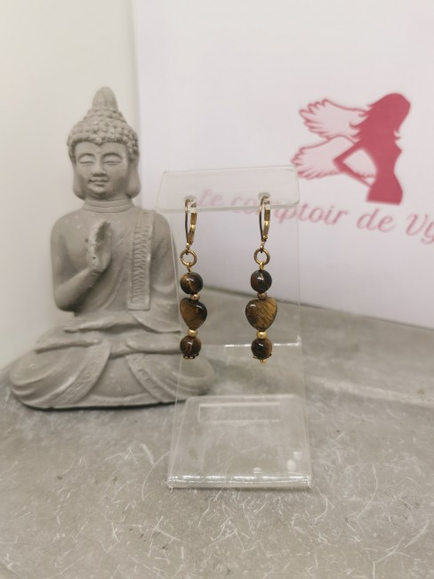 Boucles d’oreilles cœur pierre boucles oreilles pierre naturelle protection