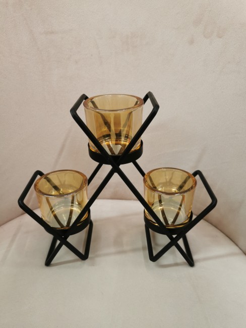 Photophore design avec trois verres ambrés