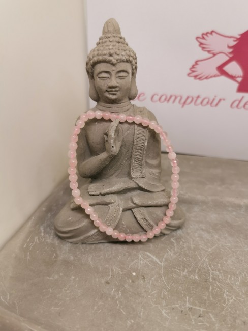 Bracelet en quartz rose naturel 4 mm bracelet quartz rose pierre naturelle