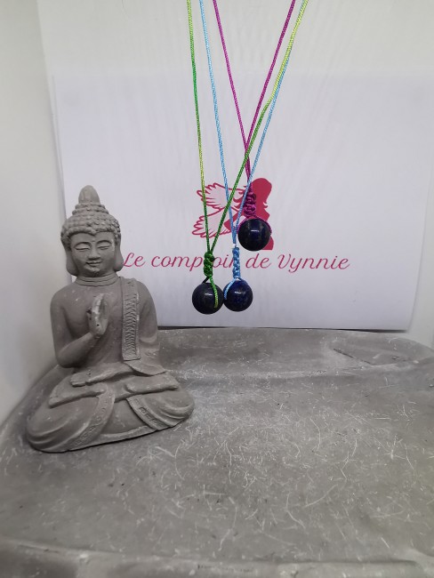 pendentif lapis lazuli cordon coloré réglable
