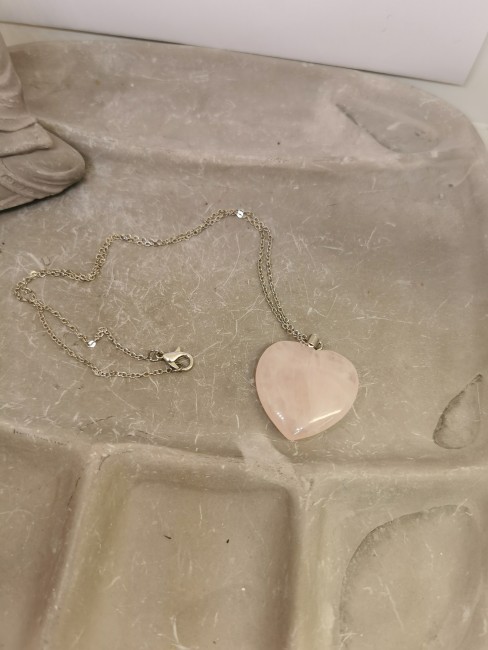 Pendentif Amour Quartz Rose Pendentif cœur quartz rose naturel
