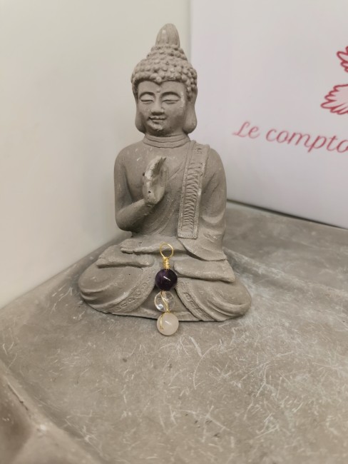 Pendentif quartz rose améthyste pendentif pierre naturelle harmonie énergie