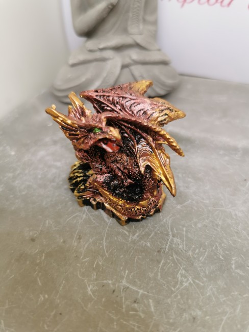 Statue dragon protection énergétique Dragon cuivre version couchée