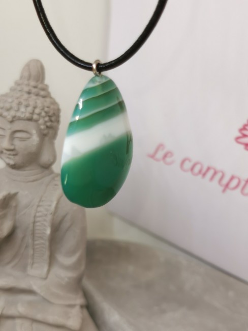pendentif agate goutte verte