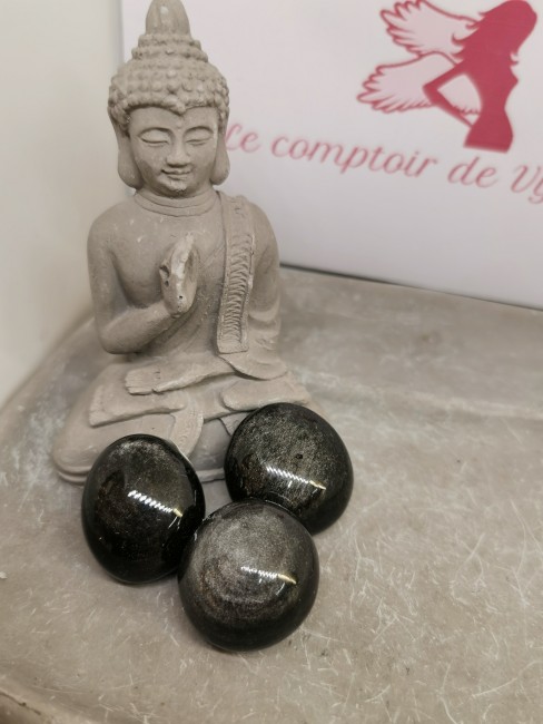 obsidienne argentée pierre polie protection
