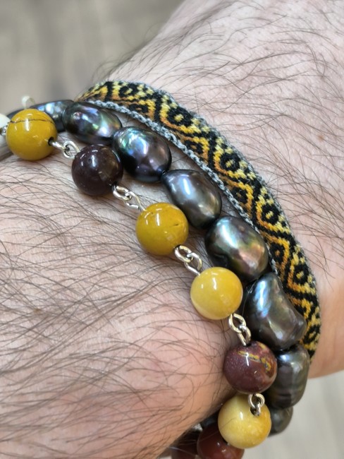 Bijou mookaïte chaîne acier inoxydable