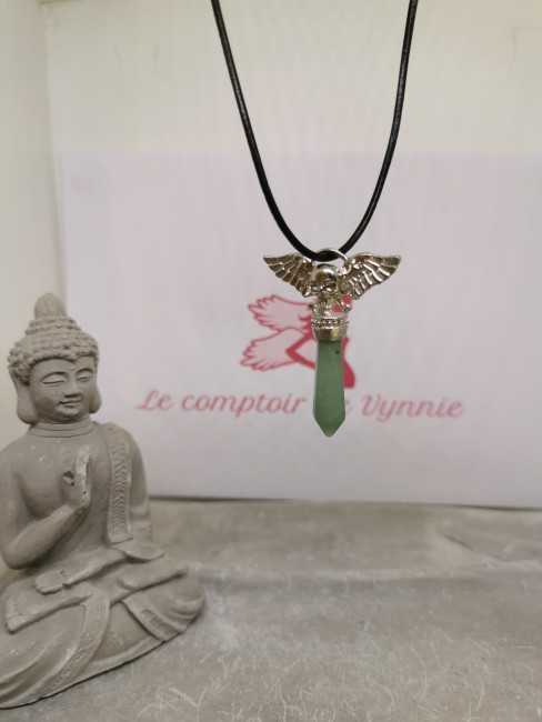 pendentif aventurine verte prisme acier inoxydable