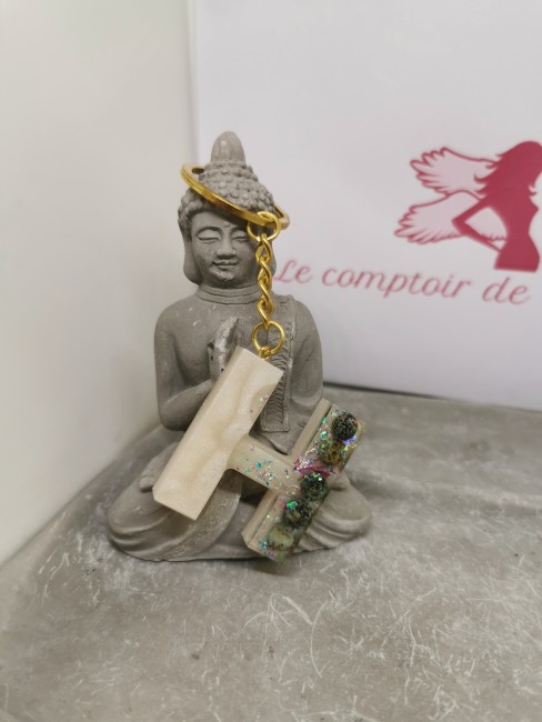 porte clé H pierre naturelle turquoise