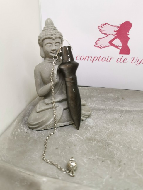 pendule radiesthesie pierre noire dorée