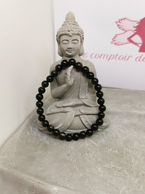 bracelet obsidienne noire reflets