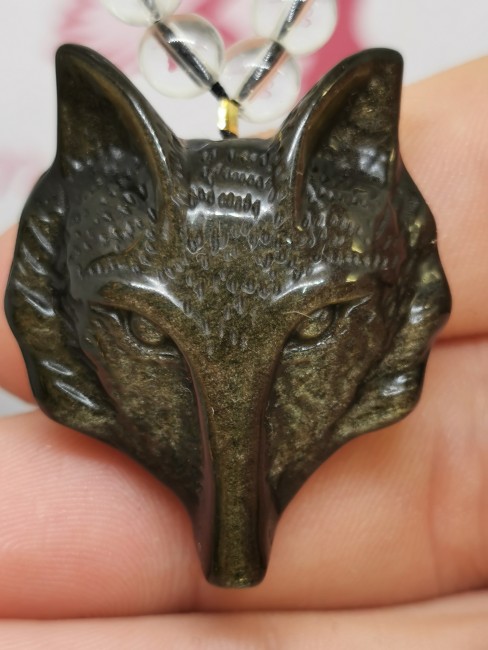 pendentif tête de loup pierre naturelle