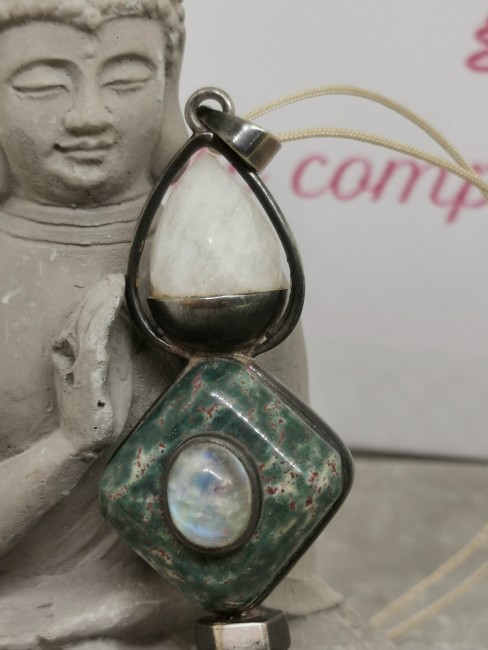 Pendule pierre sang de dragon vert rouge