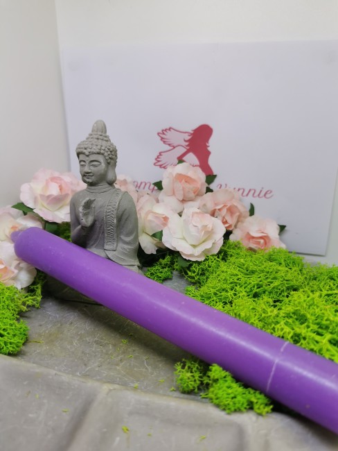 Bougie spiritualité et méditation bougie violette 21 cm