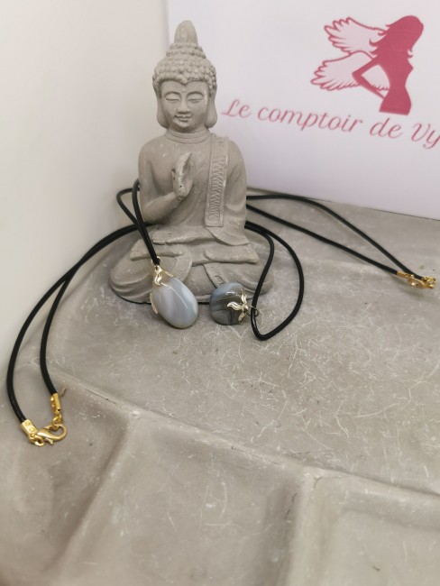 collier pierre agate multicolore