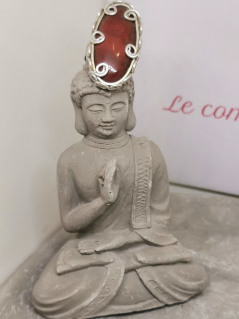 Bague pierre naturelle jaspe rouge ovale