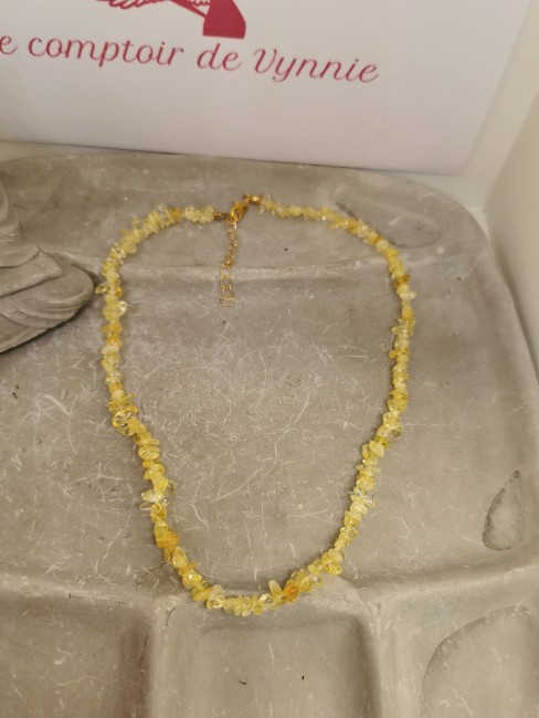 Collier pierre jaune citrine