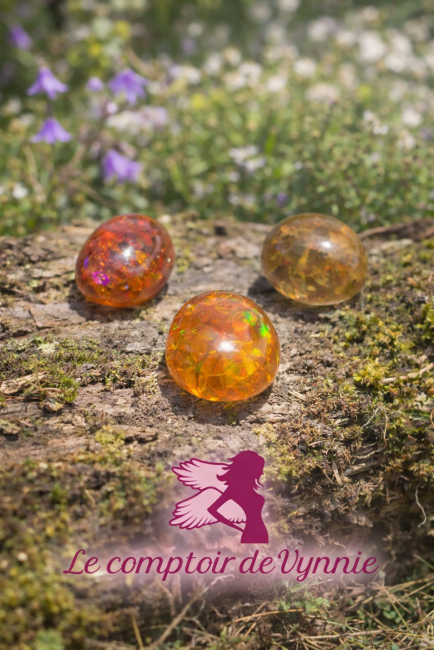 Opales de feu cabochon polies – pierres énergétiques naturelles