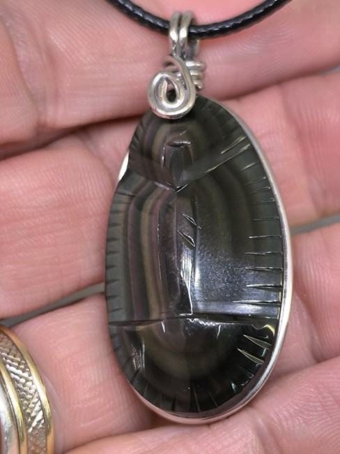 pendentif pierre naturelle vierge obsidienne